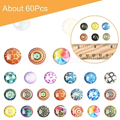 60 шт. полукруглые кабошоны из печатного стекла GGLA-FS0001-14