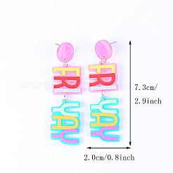 Акриловые серьги-гвоздики с надписью «friyay»&nbsp;FS-WG01C29-06