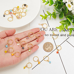 24 шт. 8 цвета ручной работы миллефиори стекло и железо плетение подвески для волос украшения зажимы OHAR-AB00009