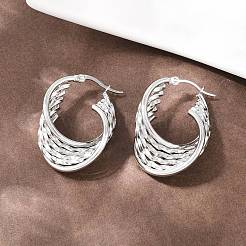 Серьги-гвоздики с закрученным кольцом из нержавеющей стали 304&nbsp;EJEW-P324-10P