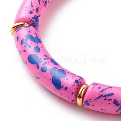 Эластичный браслет из бусин из изогнутой акриловой трубки&nbsp;BJEW-JB08443-04