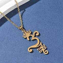 Ожерелья из полой нержавеющей стали 304 с подвеской в виде цветка лотоса в форме ом для йоги NJEW-Z073-02G-05