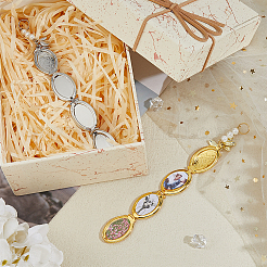 2 шт. 2-х цветные овальные латунные подвески-медальоны&nbsp;PALLOY-FH00108