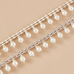 Цепочки для чашек из латуни и абс. искусственного жемчуга и страз CHC-BC0001-23