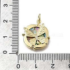 Латунные микро-паве прозрачные кубические цирконии с подвесками из натуральной ракушки пауа KK-G525-15G