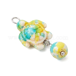 6 шт. 6-х цветные синтетические бирюзовые черепаховые круглые подвески&nbsp;PALLOY-JF04126