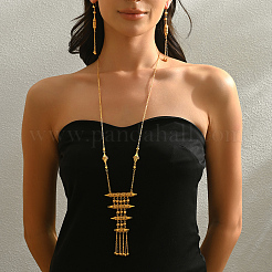 Комплект из латунных ожерелий и серег с геометрическим вырезом и бахромой для женщин EH0238