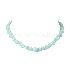 Ожерелья из бусин с кусочками натурального окрашенного белого нефрита NJEW-JN05508
