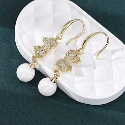 Серьги с подвесками из латуни с прозрачным фианитом и прозрачным фианитом EJEW-F362-11G