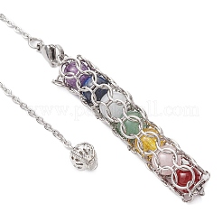 7 чакра круглая лозоходная маятниковая подвеска из натурального аметиста PALLOY-JF03658-02