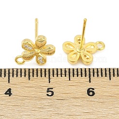 Латунные микро-паве прозрачные серьги-гвоздики из циркония&nbsp;LS-KK-Z099-01G-02