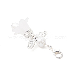 Подвесные украшения из стеклянного жемчуга и прозрачного акрила в виде ангела с крыльями HJEW-JM03898-02