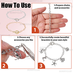 12шт 2 цвета сплава кабельные цепные браслеты для женщин и мужчин&nbsp;BJEW-SC0001-60