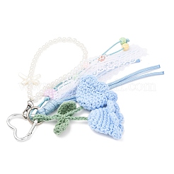 Подвеска ручной работы из хлопковой пряжи с ландышами HJEW-JM04387-01