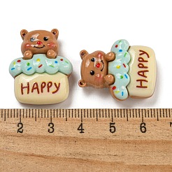 Кабошоны из непрозрачной смолы в виде медведя CRES-D040-01D