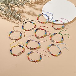 10шт 10 стиля лэмпворк сглаза плетеные браслеты из бисера набор BJEW-JB08874