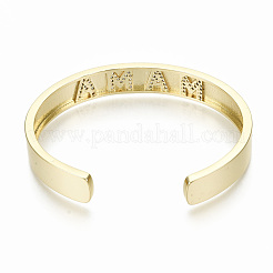 Браслеты-манжеты с прозрачным кубическим цирконием из латуни с микропаве BJEW-S142-008-NF