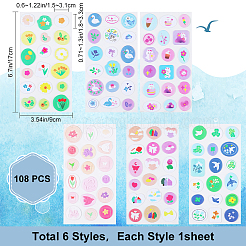 6 лист 6 стиля ПВХ клейкие восковые наклейки набор STIC-CP0001-15
