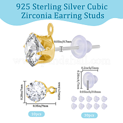 30 шт. фурнитура для сережек-гвоздиков из прозрачного кубического циркония&nbsp;EJEW-BBC0002-07B