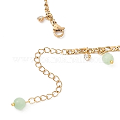 Женские браслеты на ногу с круглой кисточкой из нержавеющей стали 304 с витой цепочкой и кошачьим глазом AJEW-AN00698-01