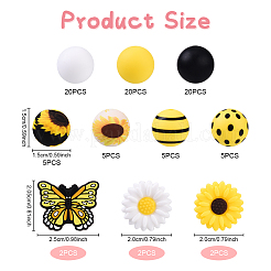 10 стиль круглые и ромашки и бабочки силиконовые бусины&nbsp;SIL-YW0001-88