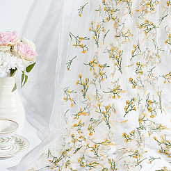 Кружевная ткань с цветочным узором и вышивкой из полиэстера AJEW-WH0314-267