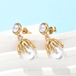 Ожерелья и серьги-гвоздики с цветочным кулоном из нержавеющей стали 304 для женщин SJEW-B020-05G