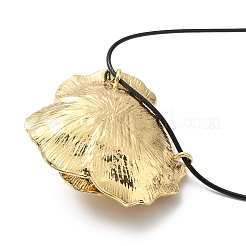 Ожерелье с подвеской в виде цветка розы из цинкового сплава с кожаными шнурами&nbsp;NJEW-D044-01KCG