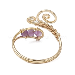 3 шт. кольца с натуральным аметистом&nbsp;RJEW-JR00838