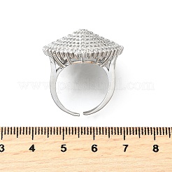 Латунные микро проложить манжеты кольца кубического циркония RJEW-V007-06P