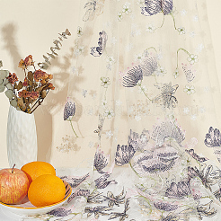 Вышитые цветы полиэстер тюль кружевная ткань DIY-WH0449-31A