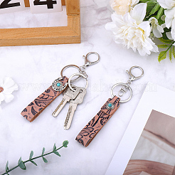 2 шт. 2 брелока из искусственной воловьей кожи бирюзового цвета&nbsp;KEYC-CL0001-41