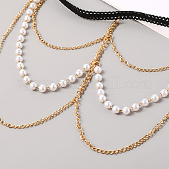 Белая пластиковая имитация жемчуга бисер сплав цепочка кисточка ножка цепочка FS-WGC7B18-01