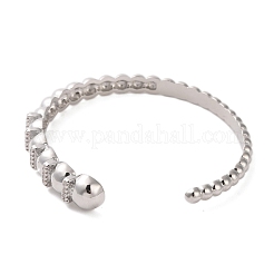 Браслет-манжета из латуни с микропаве и прозрачным цирконием BJEW-K239-02P