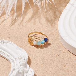 Плетеное стекло вихревое кольцо на палец RJEW-TA00046-03