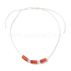 Регулируемые ожерелья из натурального сердолика и синтетического кварцевого кристалла с круглыми бусинами&nbsp;NJEW-JN05321