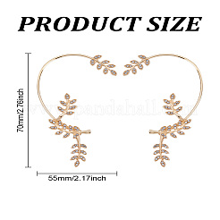 2 шт. 2 стиля серьги-каффы из сплава листьев со стразами&nbsp;EJEW-LP0007-021G