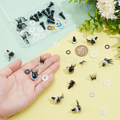 20 шт. 5-цветные блестящие пластиковые кукольные глаза с ресницами AJEW-PH0011-77