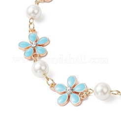 3 шт. 3-цветный эмалированный хрустальный стразы из цинкового сплава со стеклянными бусинами-жемчужинами для сумок с декоративными цепочками&nbsp;FIND-JF00159