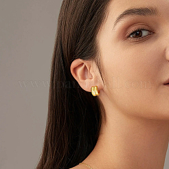 3 пара двухцветных сережек-гвоздиков из нержавеющей стали в форме буквы С для женщин&nbsp;EJEW-GO0007-008