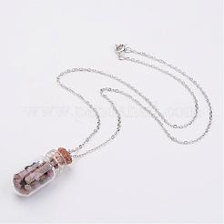 Стеклянная бутылка кулон ожерелье NJEW-JN01697