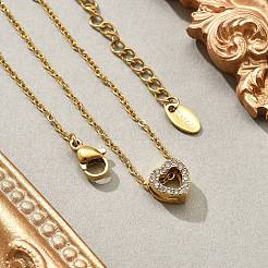 304 нержавеющая сталь кристалл горный хрусталь подвеска кабель цепь ожерелья для женщин&nbsp;LS-NJEW-C062-01G-G