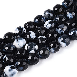 Нити окрашенных и нагретых натуральных агатовых бус с огненным кракелюром&nbsp;G-N359-01B-01