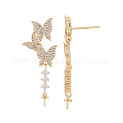 Латунные микро-паве прозрачные серьги-гвоздики из циркония KK-S364-048