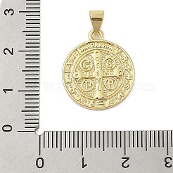 Плоские круглые подвески из настоящей латуни с покрытием из 18-каратного золота&nbsp;KK-Z074-19G-04