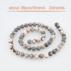 Натуральные бусины из яшмы розового цвета под зебру&nbsp;G-OC0001-22-10mm