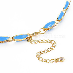 Теннисные ожерелья из латуни с микро-паве из кубического циркония для женщин&nbsp;NJEW-T013-01G-02