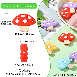 20 шт. 4 цвета грибные пищевые экологически чистые силиконовые фокусные бусины&nbsp;SIL-CJ0001-63