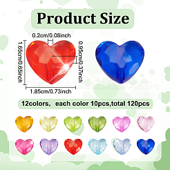 120шт 12 цвета прозрачные акриловые бусины&nbsp;TACR-AR0001-29