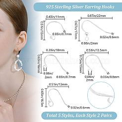 10 пара 5 стиля 925 крючка для сережек из стерлингового серебра&nbsp;STER-BBC0006-08